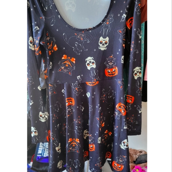 Size medium Sour Puss Halloween skater dress. - Picture 2 of 3